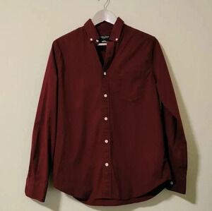 Nautica Flex Classic Fit Size Small Maroon Blue Abstract Pattern Long Sleeves